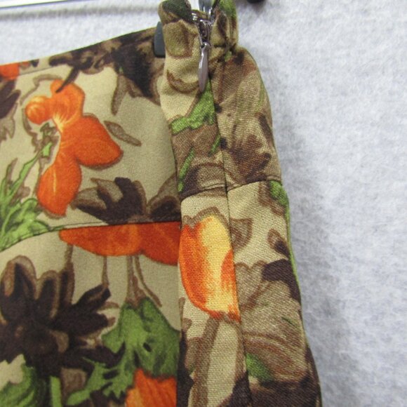 R.Q.T Womens Brown Orange Skirt Petite Size 14 Floral Zip - Picture 7 of 11